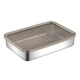 thumbnail image 1 of Jangslng Refrigerator Stainless Steel Cheese Container Elevated Base Fridge Deli Meat Storage Box Kitchen Food Storage Container with Lid, 1 of 8