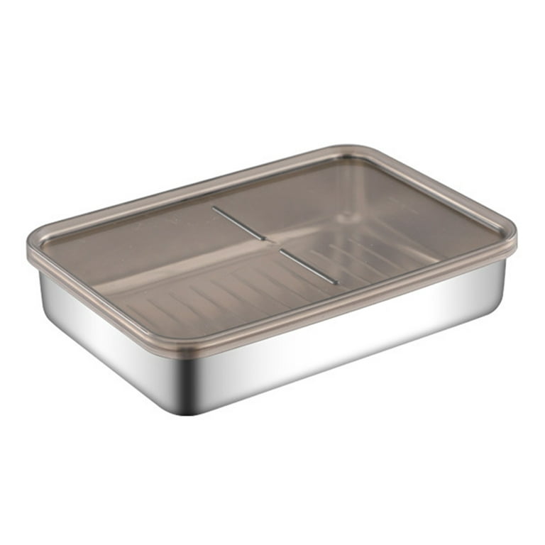 Refrigerator Stainless Steel Cheese Container Elevated Base Fridge Deli  Meat Storage Box Kitchen Food Storage Container With Lid