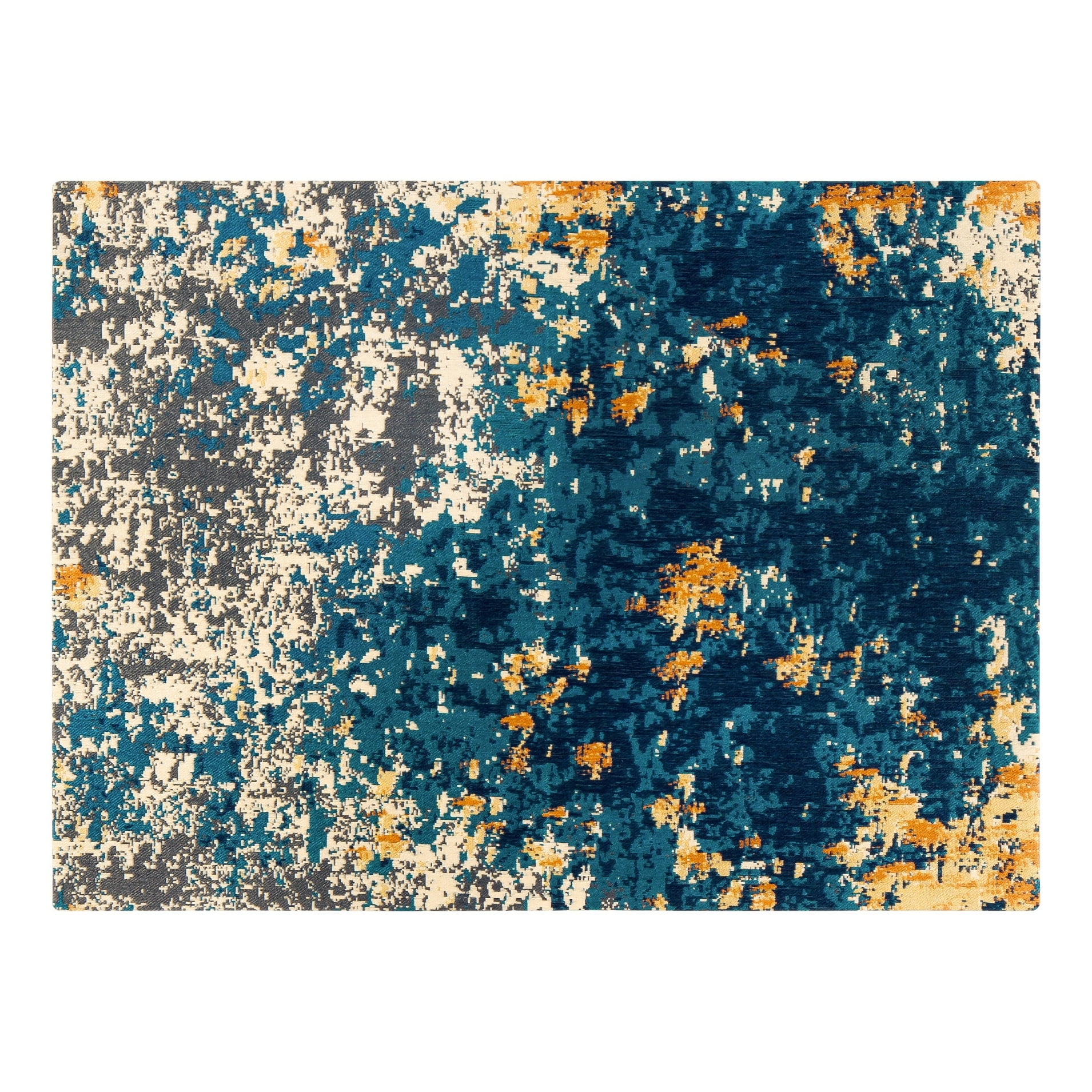 Bilbao Rectangular Blue and Orange Jacquard Chair Mat