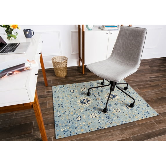 40" x 54" Tabriz Blue & Beige 1/4" Rug’d Chair Mat™