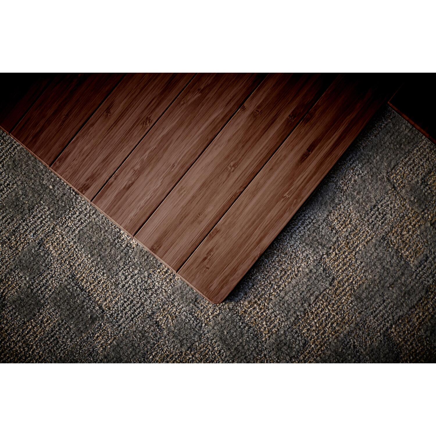 Jani Eco Bamboo Roll up Rectangular Chair Mat with Lip Walnut Walmart