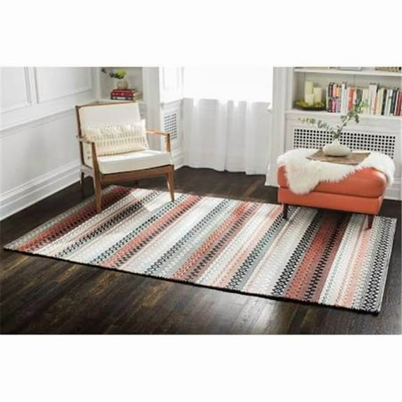Jani  Hilda Cotton Red/Black Flatweave Rug 5' x 8' 5' x 8'