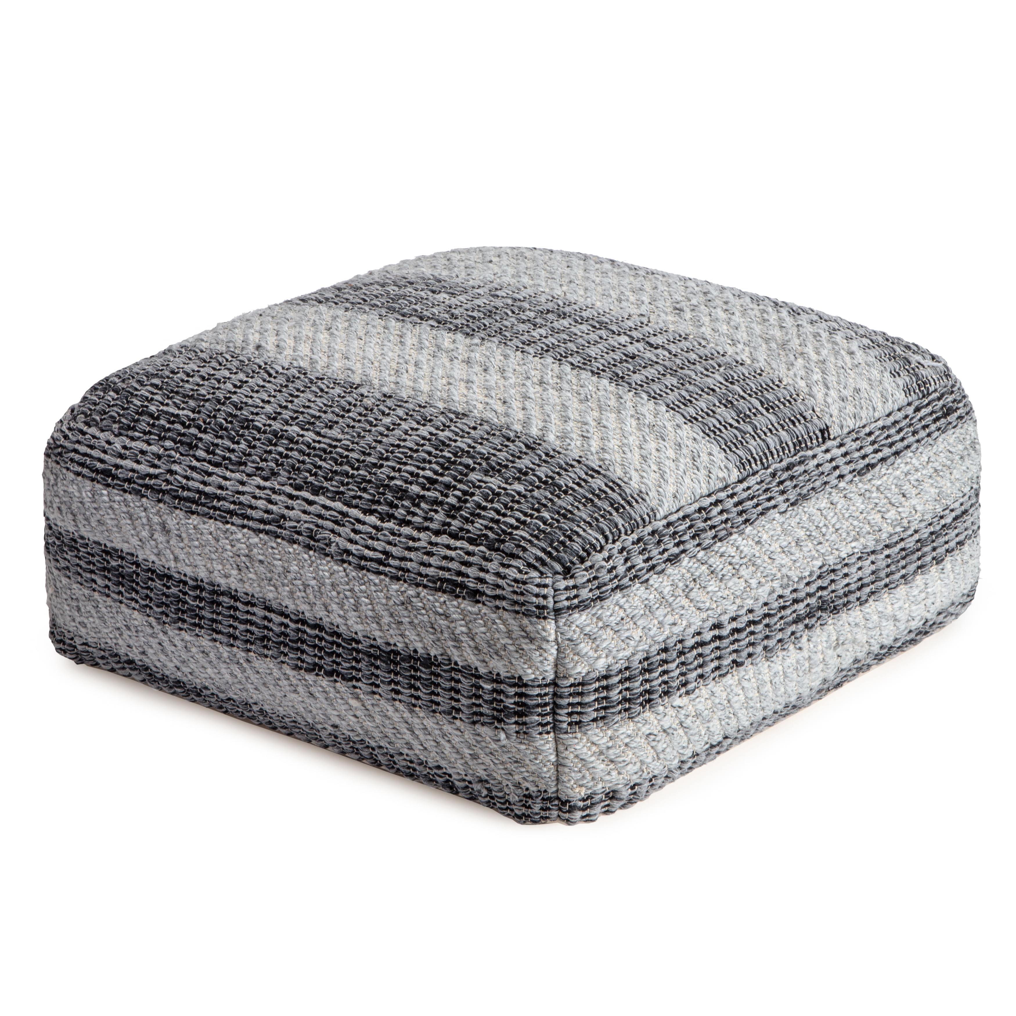 Jani Honolua 34" Gray Square Oversized Pouf Ottoman