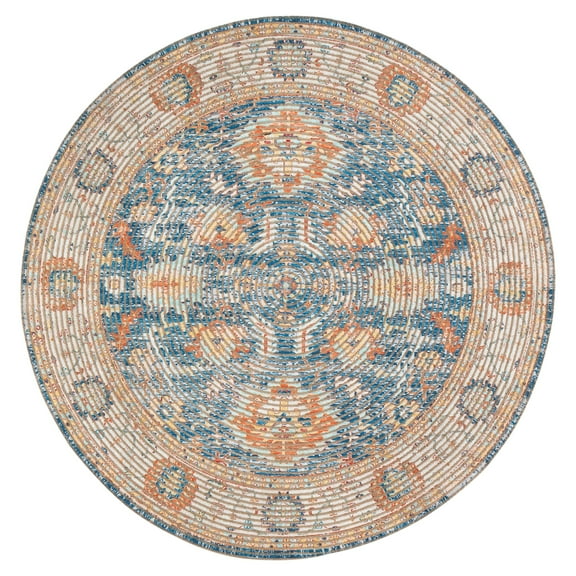 Jani  Lucy Blue Floral Jute/Chenille Area Rug 4' x 6' 4' x 6' Rectangle Hand-Woven, Flatweave