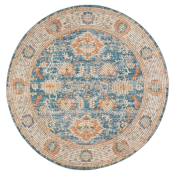 Jani Lucy Blue Floral Jute/Chenille Area Rug 4' x 6' 4' x 6' Rectangle Hand-Woven, Flatweave