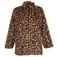 thumbnail image 1 of Janice Apparel Women's Faux Fur Animal Print Cheetah Zip Up Jacket Khaki OS, 1 of 5
