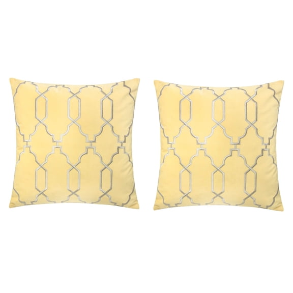 Janie Yellow Geometric Polyester 20 in. x 20 in. Throw Pillow (Set of 2)