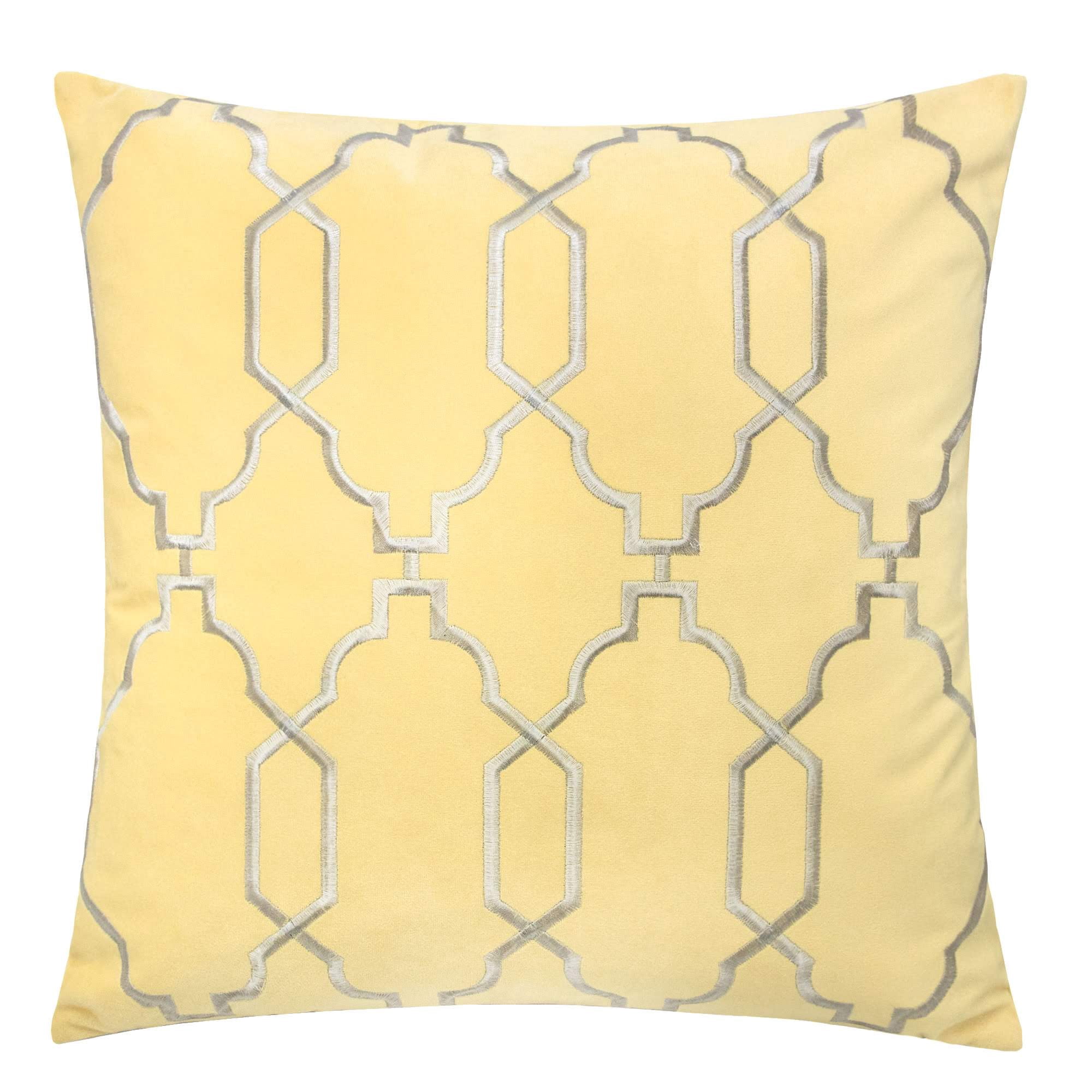 Janie Yellow Geometric Polyester 20 in. x 20 in. Throw Pillow