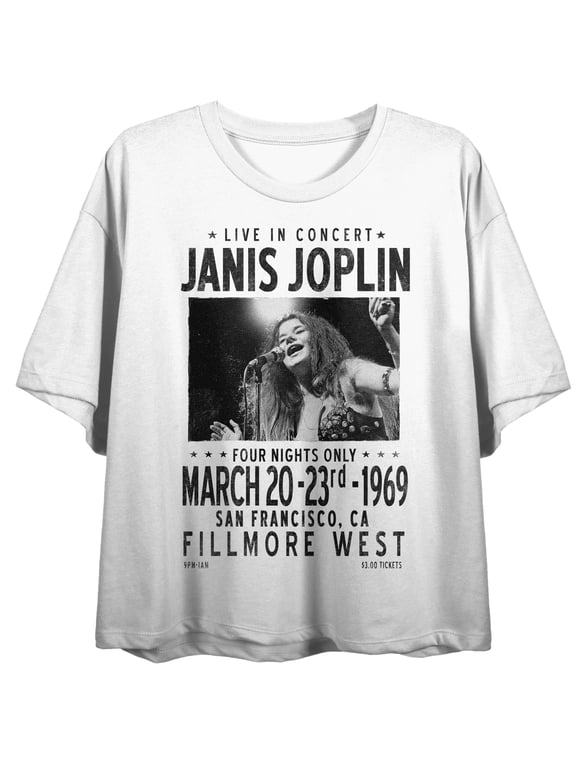 Janis Joplin 1969 At The Fillmore Women's White Crop Tee-Medium