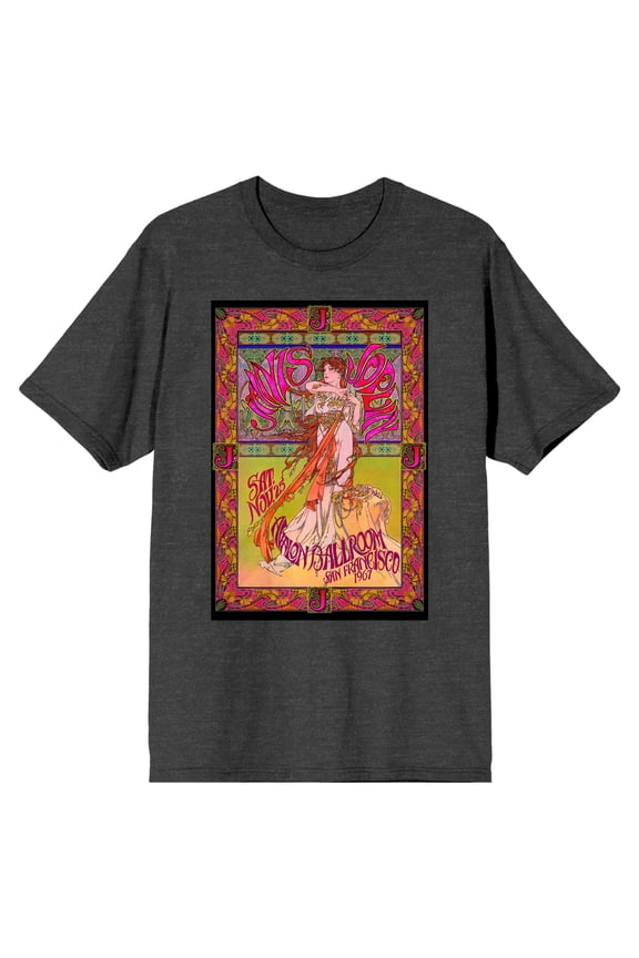 Janis Joplin Avalon Ballroom Crew Neck Short Sleeve Men's Black T-shirt
-XXL