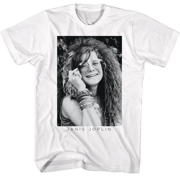 Janis Joplin BW Glasses White T-Shirt