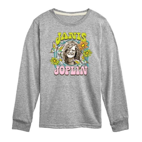 Janis Joplin - Butterfly And Flowers - Toddler And Youth Long Sleeve Graphic T-Shirt