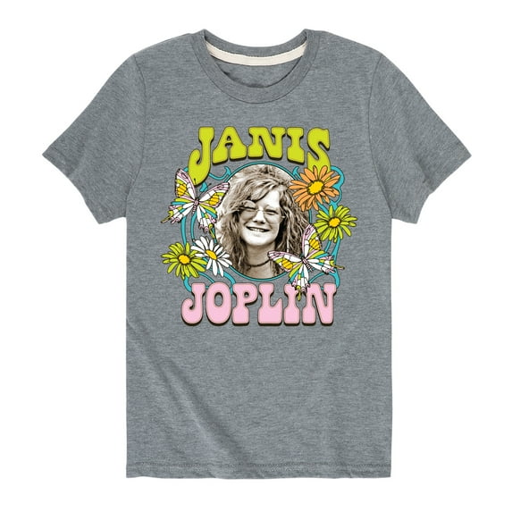 Janis Joplin - Butterfly And Flowers - Toddler And Youth Short Sleeve Graphic T-Shirt
