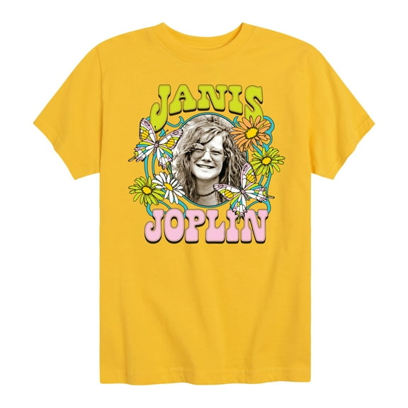 Janis Joplin -  Butterfly And Flowers - Toddler And Youth Short Sleeve Graphic T-Shirt