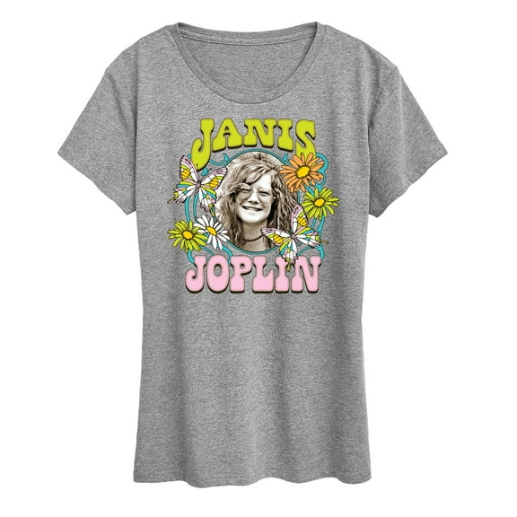 Janis Joplin - Butterfly And Flowers - Women's Short Sleeve Graphic T-Shirt