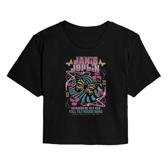 Janis Joplin - Butterfly - Juniors Cropped Short Sleeve Graphic T-Shirt