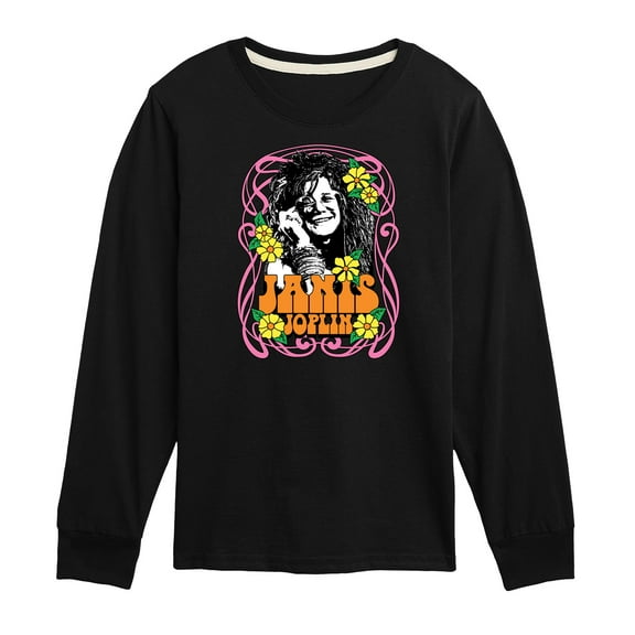 Janis Joplin -  Flowers - Toddler And Youth Long Sleeve Graphic T-Shirt