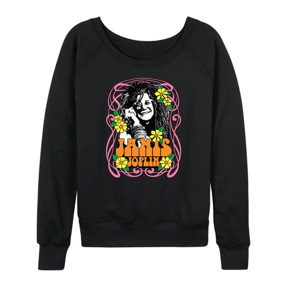 Janis Joplin - Flowers - Women's Lightweight French Terry Long Sleeve Shirt