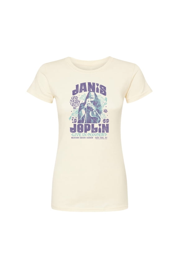 - Janis In Concert - Juniors Fitted Short Sleeve Graphic T-Shirt