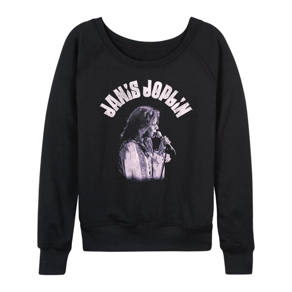 Janis Joplin - Janis Joplin Singing - Women's French Terry Long Sleeve Pullover