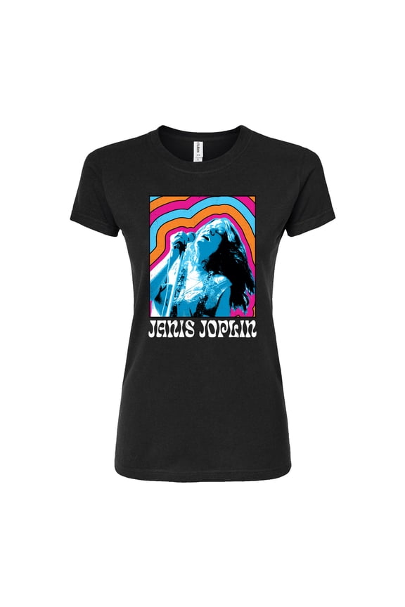 - Janis Retro Color Waves - Juniors Fitted Graphic T-Shirt
