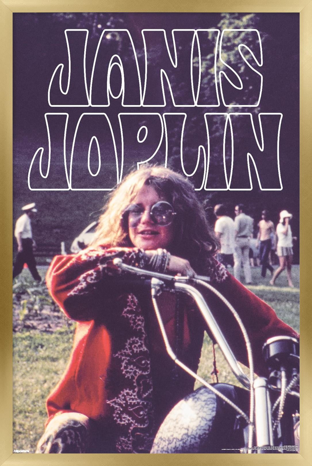 Janis Joplin - Motorcycle Wall Poster, 14.725" x 22.375" Framed ...