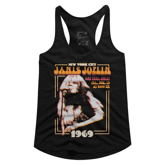 Janis Joplin New York Black Junior Women's Racerback Tank Top T-Shirt