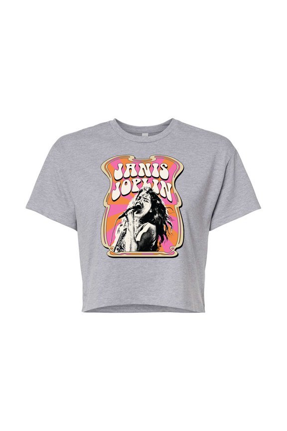 - Poster Style - Juniors Cropped Cotton Blend T-Shirt