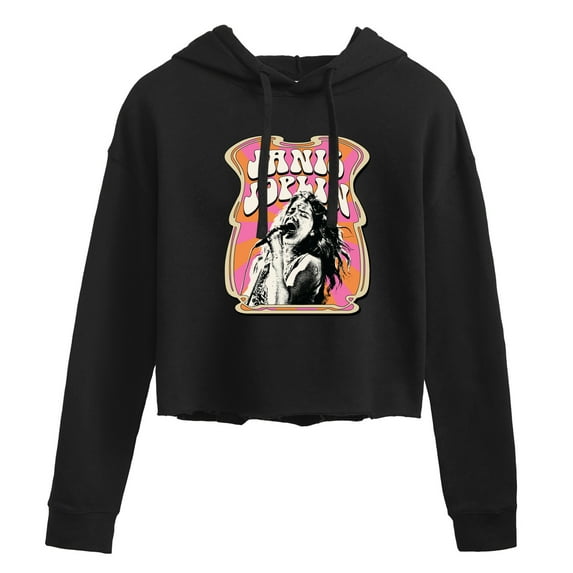 Janis Joplin - Poster Style - Juniors Cropped Pullover Hoodie