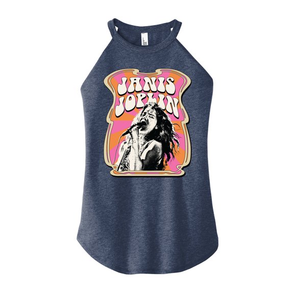 Janis Joplin - Poster Style - Juniors High Neck Tank Top
