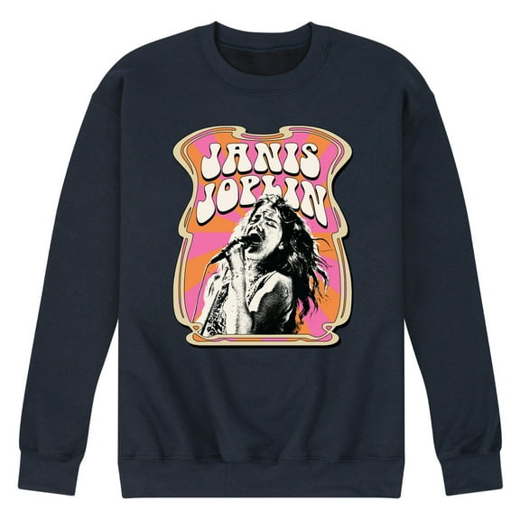 Janis Joplin - Poster Style - Men's Crew Neck Fleece Pullover