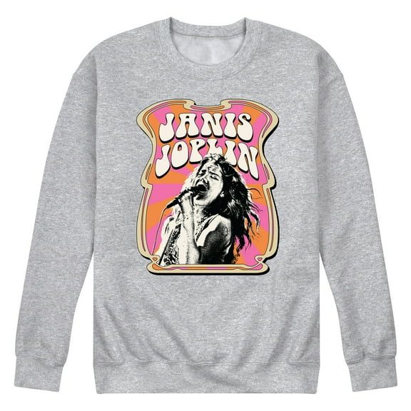 Janis Joplin - Poster Style - Men's Crew Neck Fleece Pullover