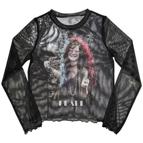 Janis Joplin Women's Long Sleeve T-Shirt: Pearl Garden (Mesh) (X-Small)