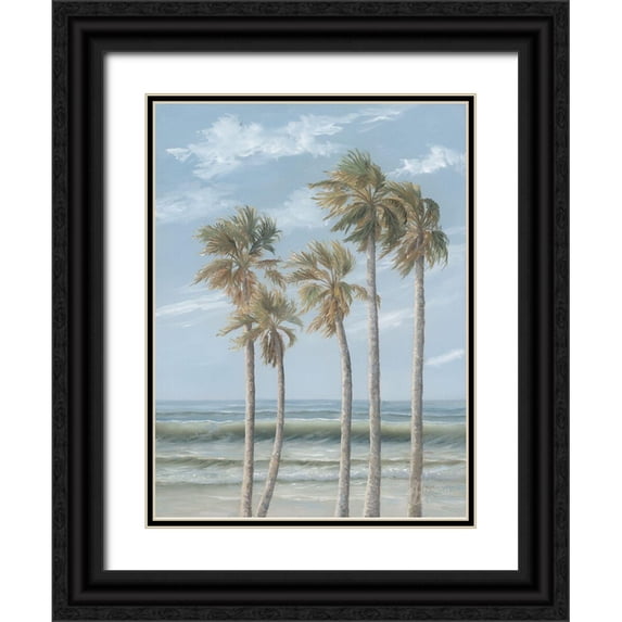 Janisse, Georgia 19x24 Black Ornate Wood Framed with Double Matting Museum Art Print Titled - Wind in the Palms