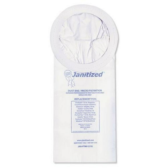 Janitized Vacuum Filter Bags Designed to Fit ProTeam 10 qt Super Coach/MegaVac, 100/Carton
