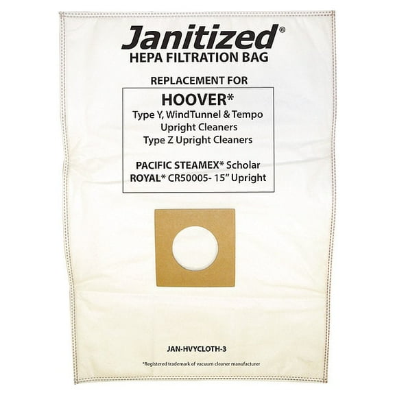 Janitized Vacuum Bag, 3 PK Hoover HEPA Y Vacuum bag