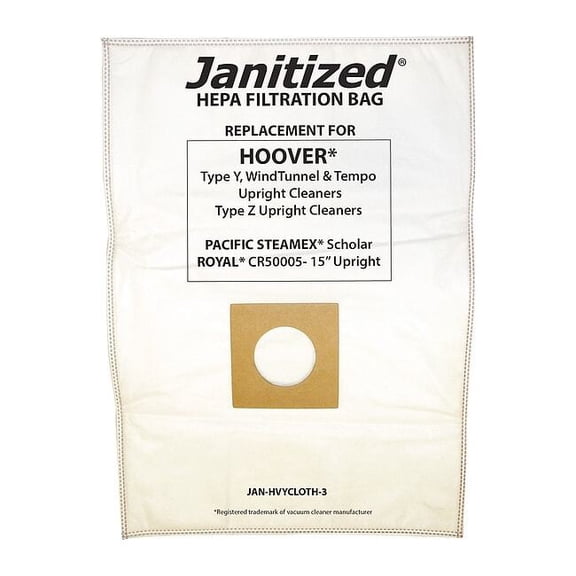 Janitized Vacuum Bag, 3 PK Hoover HEPA Y Vacuum bag