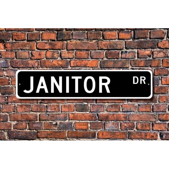 Janitor Janitor Gift Janitor sign custodial services building maintenance custodian Metal Aluminum Sign - Size: 16 x 4 Inches