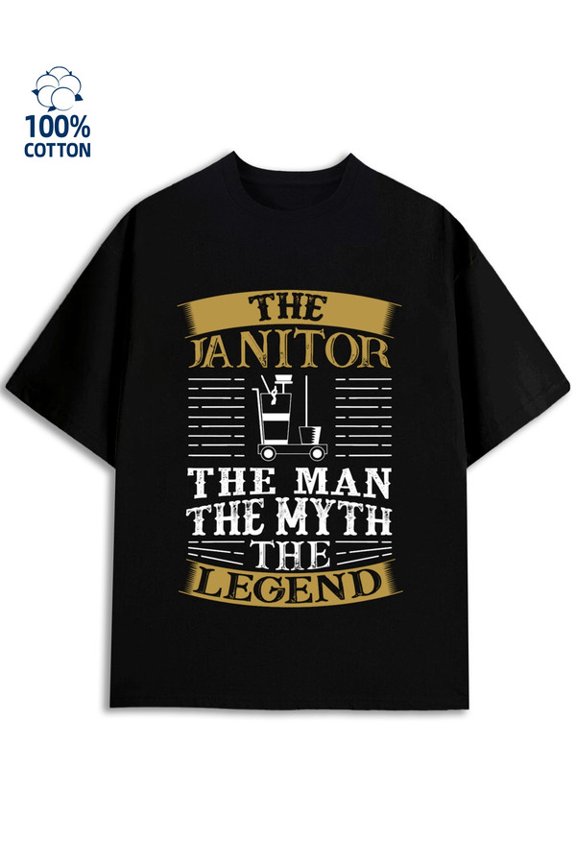 Janitor Legend Tee for men funny humor 180G 100% Cotton black funny humor vintage Fashion Unisex Shirt Graphic tshirts Casual Unisex Shirt Crewneck tshirts Trendy Unisex Shirt Cotton tshirts