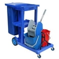 thumbnail image 1 of Janitorial Cart with Cover - 25 Gallon Bag - 2 Buckets - Mop Wringer Trolley, 1 of 3