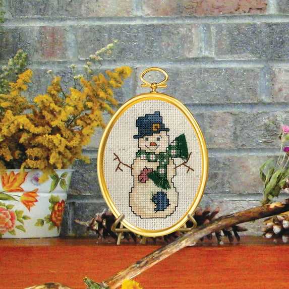 Janlynn 21-1798 3 x 4 in. Top Hat Snowman Mini Counted Cross Stitch Kit