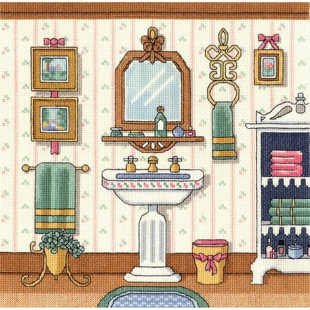 Janlynn Counted Cross Stitch Kit 10"X10"-Victorian Sink (14 Count)