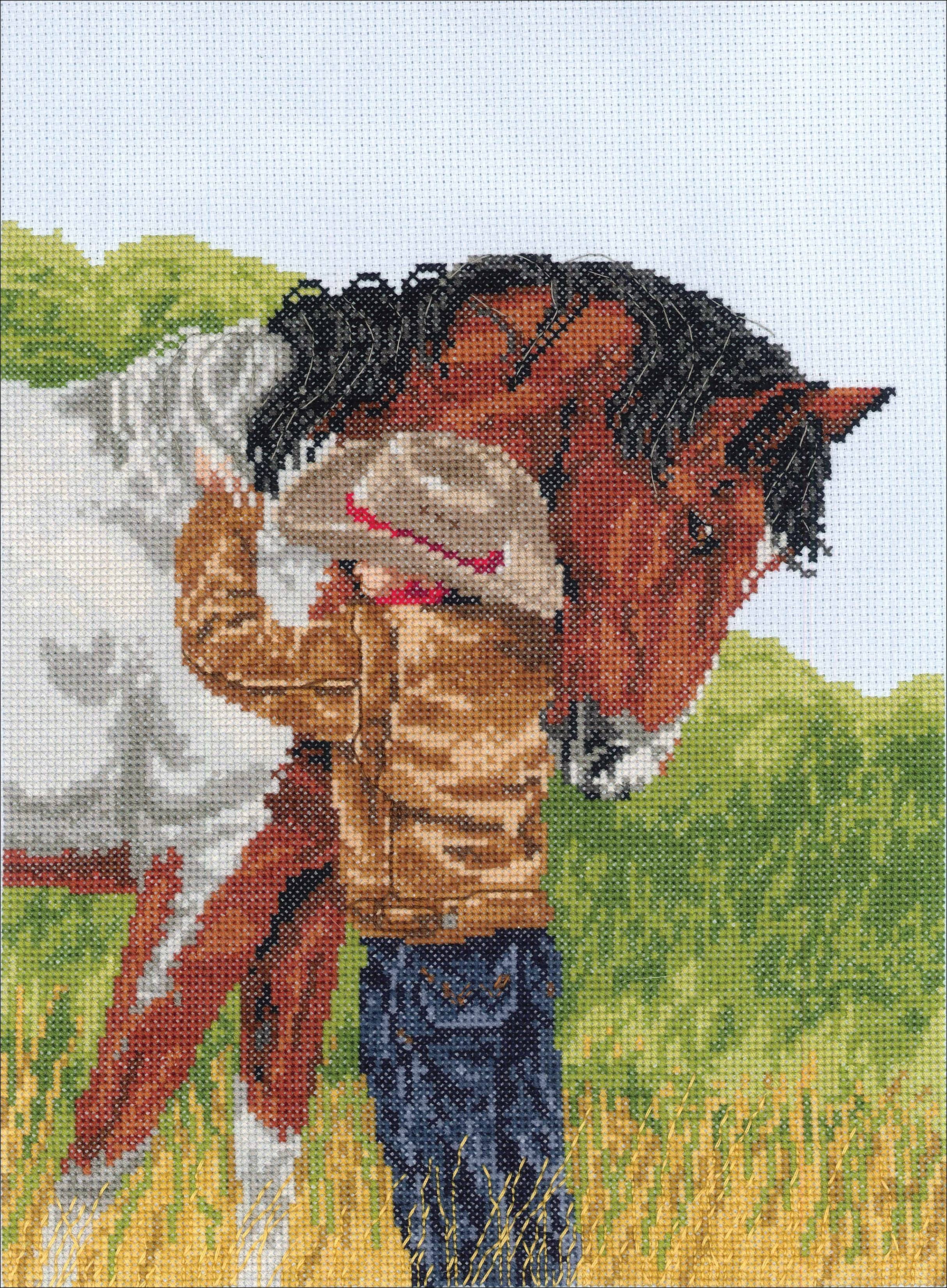 Herrschners Blue Countryside Sampler Counted Cross-Stitch Kit
