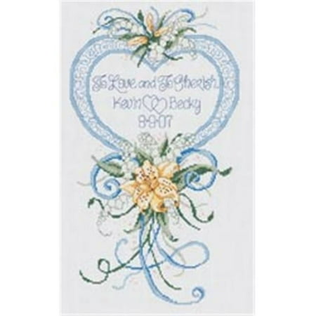 Janlynn Counted Cross Stitch Kit 9"X15"-Cherish Wedding Heart (14 Count)