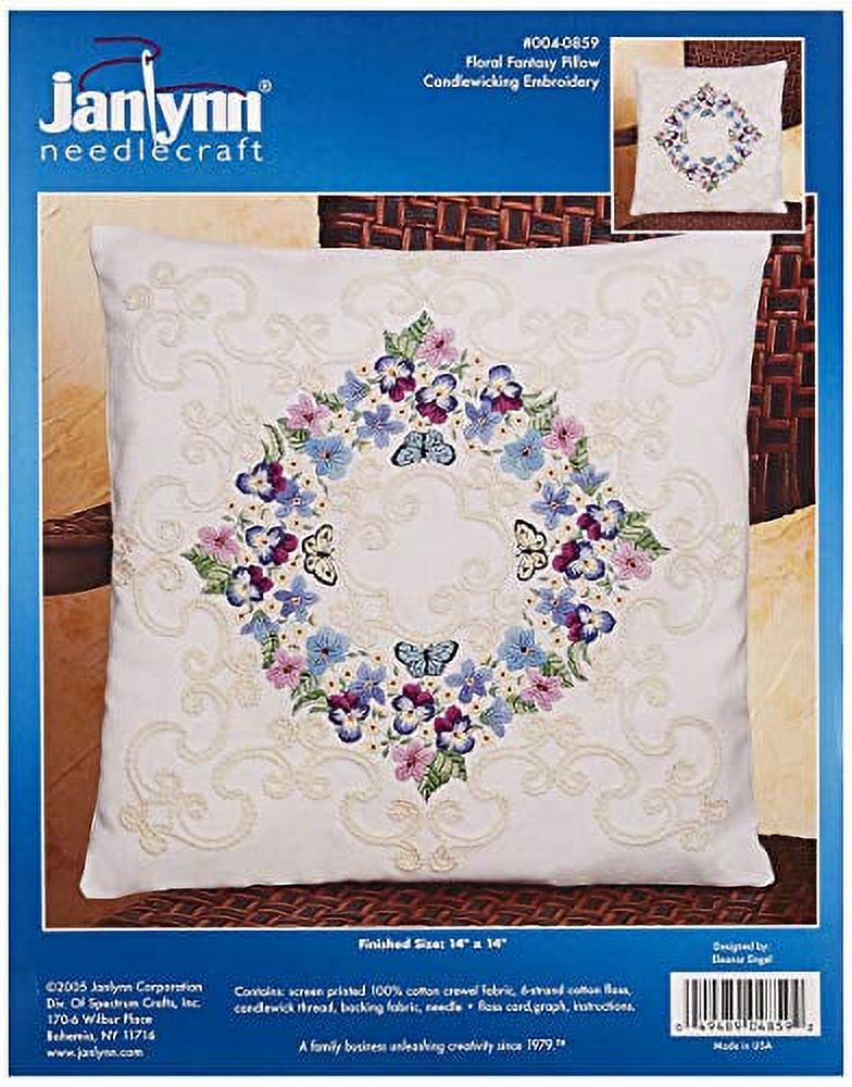 Janlynn Floral Fantasy Candlewicking Embroidery Kit-14 inch x 14 inch