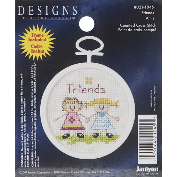 Janlynn Mini Counted Cross Stitch Kit 2.5" Round-Friends (18 Count)