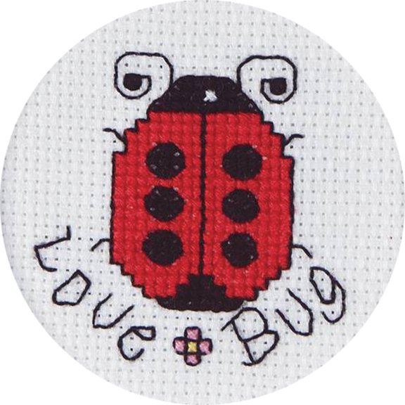 Janlynn Mini Counted Cross Stitch Kit 2.5" Round-Love Bug (18 Count)