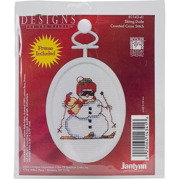 Janlynn Mini Counted Cross Stitch Kit 2.75" Oval-Skiing Dude (18 Count)