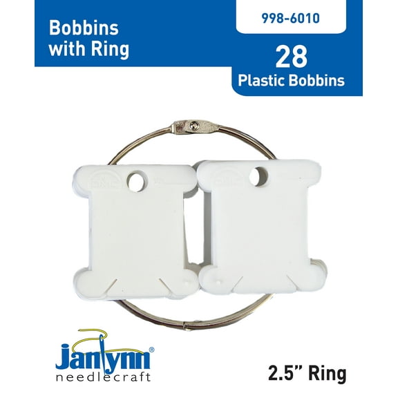 Janlynn Plastic Floss Bobbins with Metal Ring