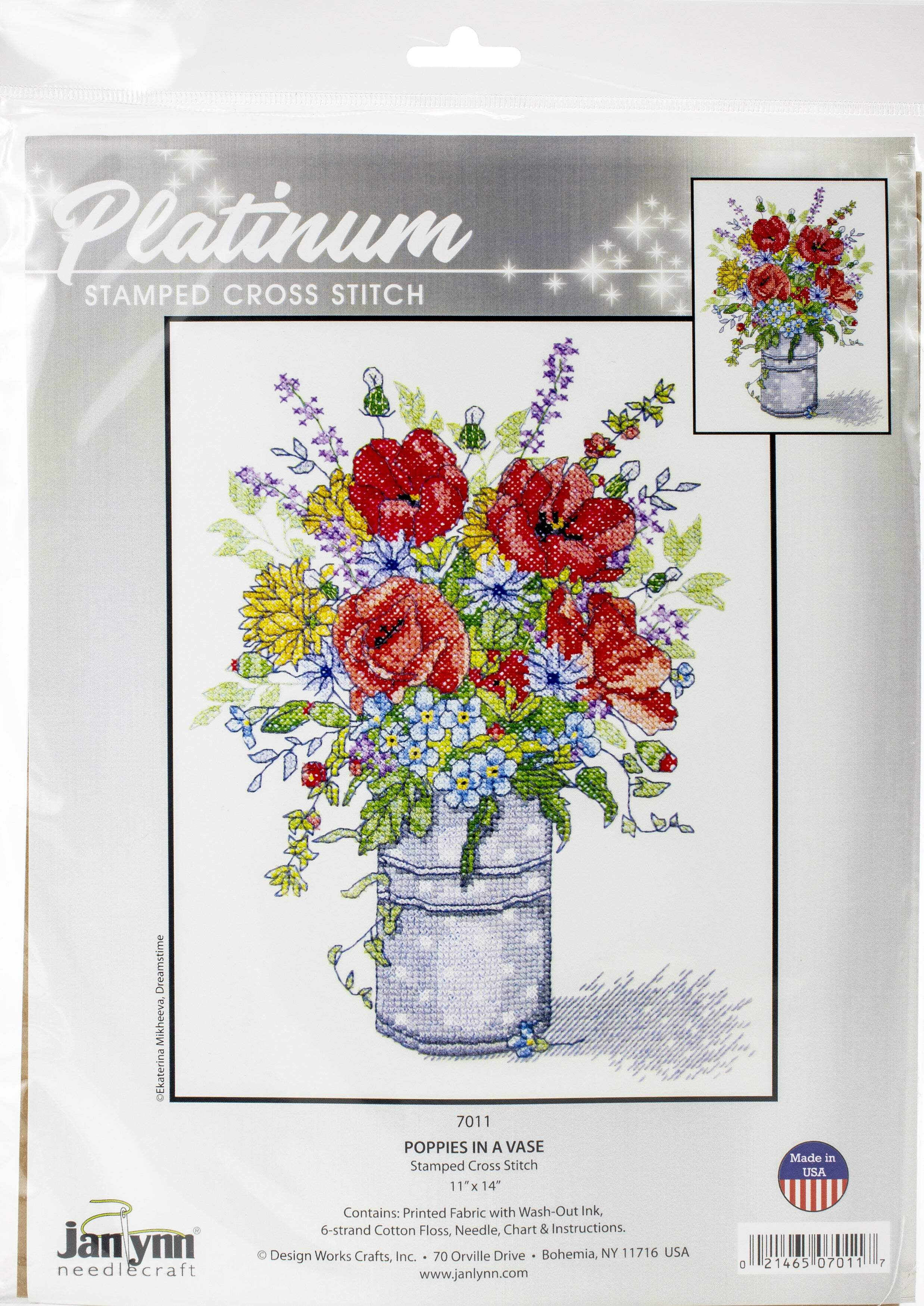 Janlynn Stamped Cross Stitch Kit 11"X14"-Poppies